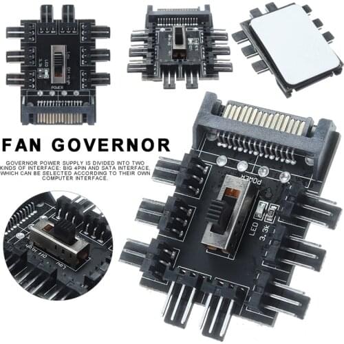 MAYITR 1pc High Quality 3pin Extension Line SATA Interface 1 to 8 Fan Channel Hub Adapter For PC Computer