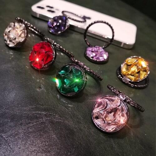 360 Degree Mobile Waterdrop Crystal Phone Holder For iPhone X 8 7 11 12 Pro Metal Finger Phone Stand For Samsung S9 Phone Bracke