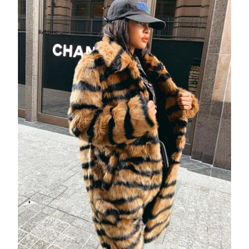 New Women Coats Faux Fur Coat Leopard Winter Warm Plush Jacket Fashion Artificial Fur Womens Outwear