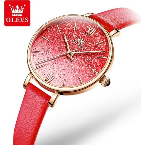 OLEVS 2021 New Casual Fashion Breathable Leather Strap Comfortable To Wear Luminous Waterproof Quartz Retro Small Disk 6643