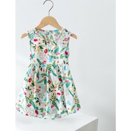 Girls Dress Flower Clothing Kids Baby Printed Comfortable Children Dress Fashion Garment Sleeveless Dress