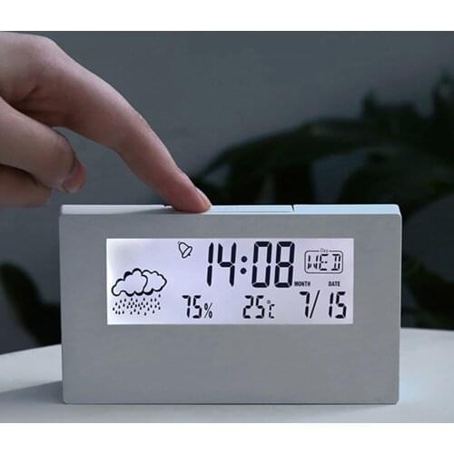 Japanese Style Bedside Digital Alarm Clock Mini Modern Electronic Clock Temperature Humidity Clock Students Desktop Room Clock