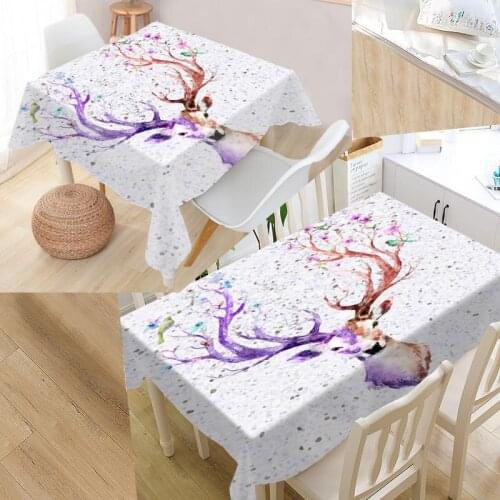 Paintings Deer Custom Table Cloth Oxford Fabric Rectangular Waterproof Oilproof Table Cover Family Party Tablecloth