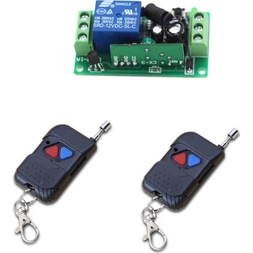 RF Wireless Remote Control Switch Teleswitch DC 12V 10A Relay 1CH Receiver + 2 Transmitter Fixed Code 315MHZ