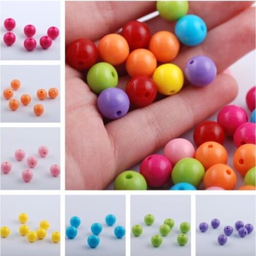 80pcs/lot 10mm Multicolor Resin Round Ball Straight Hole Loose Beads For DIY Handicrafts & Clothing Jewelry Accessories