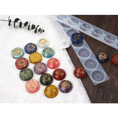 DIY Epoxy Resin Mold Seven Chakras Semicircle Hemisphere Round Mirror Silicone Crystal Epoxy Mold