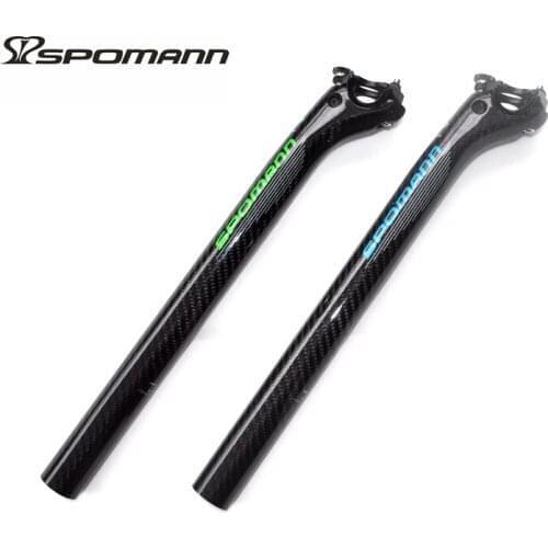 SPOMANN Full Carbon Fibre Bicycle Seatpost 3K Gloss MTB Road Bike Seat Tube Bicicleta Parts Accessories 27.2/30.8/31.6mm