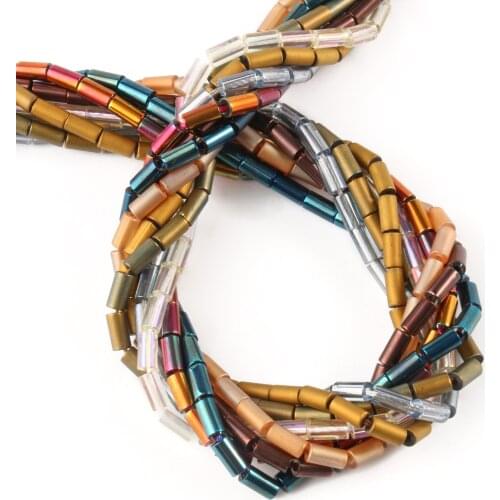 5x3mm Multiple Colors Electroplated Glass Beads Cylindrical Shape for DIY Bracelet Jewelry Making Accessories 15" Wholesale