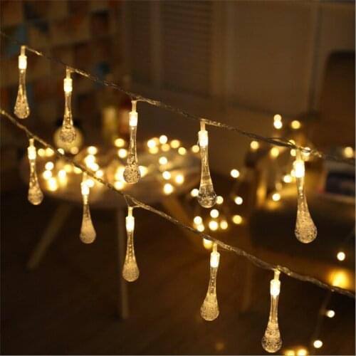 Led Fairy String Lights Water Drop Lamp String Garland USB Battery Opreated Indoor Decor for Wedding Christmas Decoration Xmas