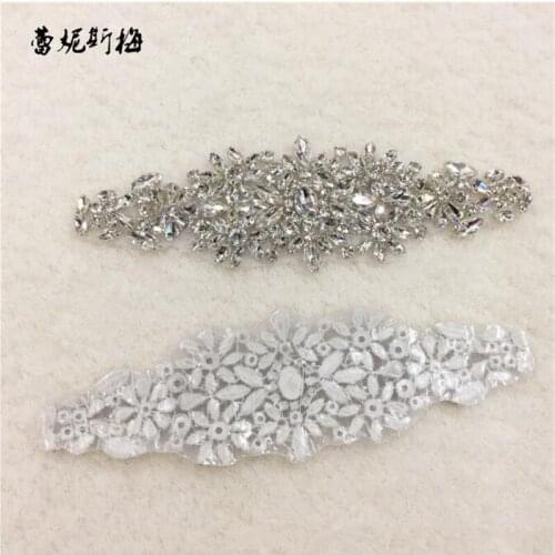1Pc Bling Bling Handmade Iron On Crystal Clear Rhinestone Applique for Wedding Ornaments Waist Baby Girl Hair Accessories RT097