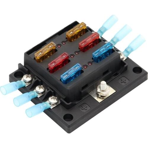 Universal 4 Way MAX 30A Blade Fuse Holder Box With Spade Terminals And Fuse For Truck, RV, Boat, Trailer