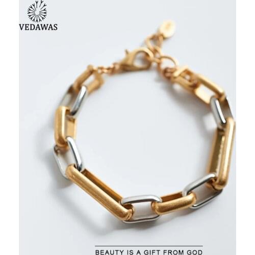 Vedawas ZA Brand Metal Chain Bracelet 2020 New Trend Color Block Statement Bracelet Fashion Punk Jewelry For Women Party Gifts