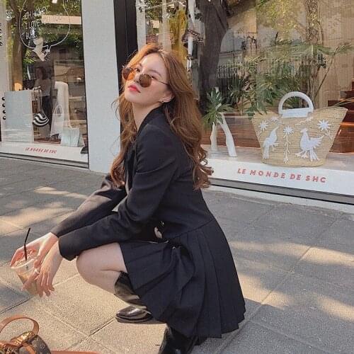 Women 2021 Black Business Suit Early Spring French Hepburn Style Goddess Style Long Sleeve New Dress