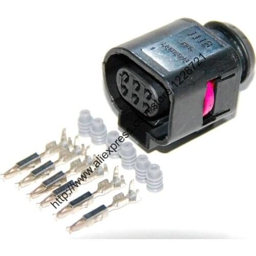 10Sets/lot 6pin 1J0973713 Cooling Fan Control Module Pigtail Connector Automotive Electrical Connector Repair for AUDI VW