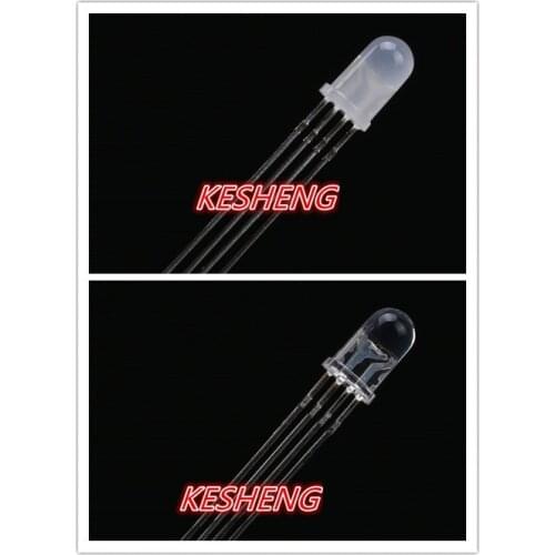 100 pcs LED 5mm RGB Diffused LED 5mm RGB Diffused/Transparent COMMON Anode/Cathode 4Pins RGB Tri Color Emitting Diodes