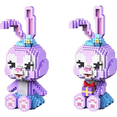 1232pcs+ StellaLouly Micro Building Blocks Purple Rabbit Micro 3D Model Diamond Brick Figures Toys For Christmas Gift