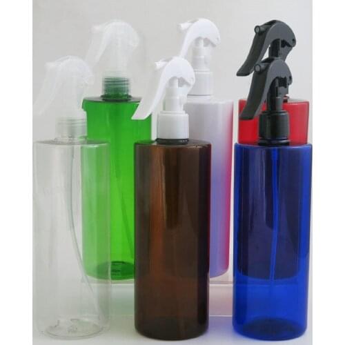12 X 500ml Empty Large Refillable Amber Blue Pet Plastic Bottle with Trigger Pump 16.67 oz Water PET Bottles