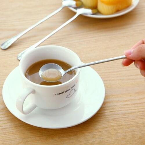 2Pcs/Set Long Handled Stainless Steel Coffee Spoon Ice Cream Dessert Tea Spoon For Picnic Kitchen Accessories