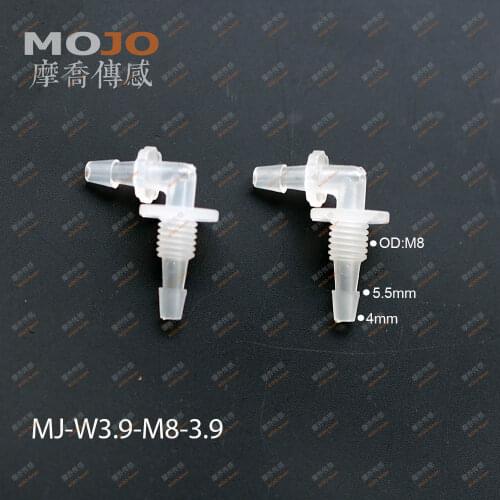 2020 MJ-W3.9-M8-3.9 elbrow type plastic tube connect to 3.9mm to M8 water connector fitting Pipe Connector(10pcs/lots)