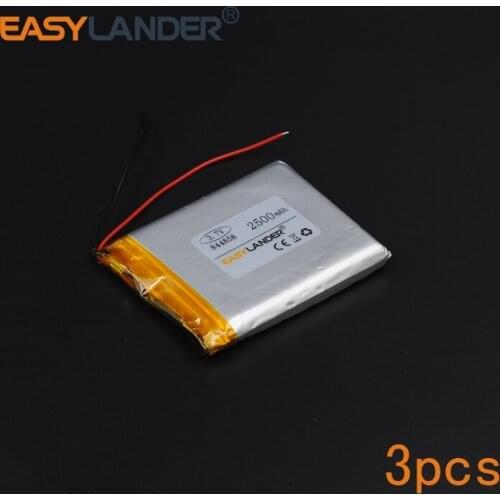 3pcs/Lot 3.7V 2500mAh Rechargeable li Polymer Li-ion Battery For bluetooth headset GPS PSP PDA MP3 MP4 Mp5 Android Phone 844858