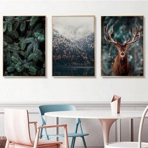 3 Pieces Mountain Lake Canvas Painting Nature Landscape Wall Art Decor Nordic Poster Pictures For Living Room Home Decoration