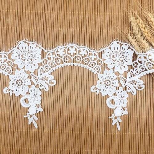 3Yards Water soluble Ivory Lace Fabric Flower Venise Lace Trim Applique Sewing Craft for Wedding Ress 15.5cm With