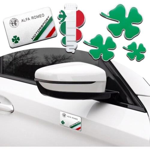 3D Aluminum Metal Lucky Four Leaf Clover Car Stickers Emblem Badge Decal For Alfa Romeo 159 156 Mito Stelvio Giulia Spider Brera