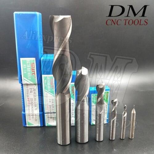 5Pcs Carbide White steel End Mill HSS 2 Flutes 1 1.5 2 2.5 3 3.5 5.5 6mm Diameter Milling Cutter Straight Shank Router Bit Set