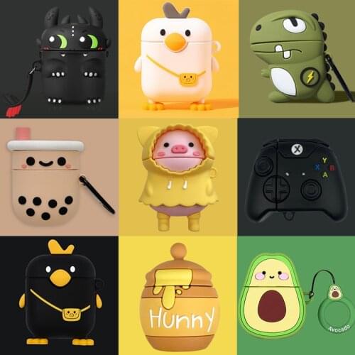 3D Dragon Earphone Cases For Apple AirPods Case Silicone Cartoon Duck Wireless Headphones Cover Case For Air Pods 2 Funda Coque