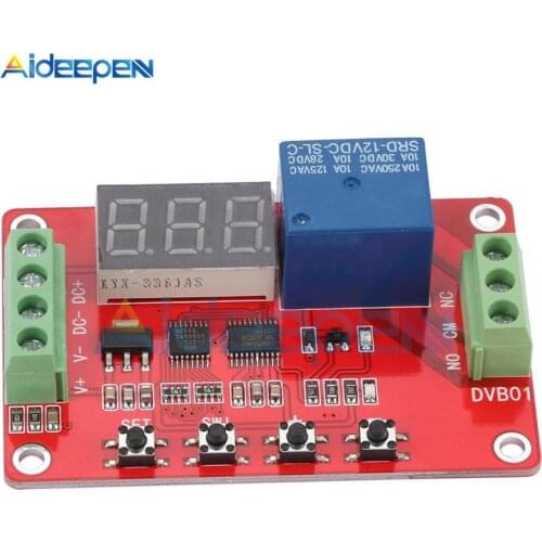 DC5V 12V 24V DVB01 Digital Voltage Comparator Voltmeter Microcontroller Voltage Charge/Discharge Monitor Controller 0-99.9 Delay