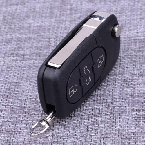 CITALL 3 Button Remote Key Shell Fob Case Blade Flip Fit for Audi A4 A6 A8 S4 S8 TT Quattro Lock/Unlock/Trunk Black Plastic