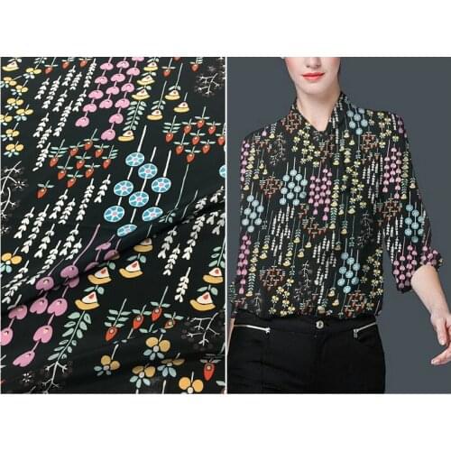 Childrens fun hand-painted flowers digital inkjet large wide silk crepe de Chine fabric new summer floral silkworm silk fabric