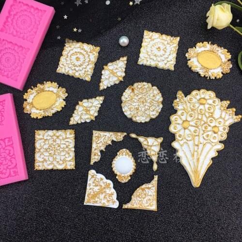 European embossed jewelry lace lace silicone mold retro pattern DIY baked cake decoration flip sugar jewelry tool