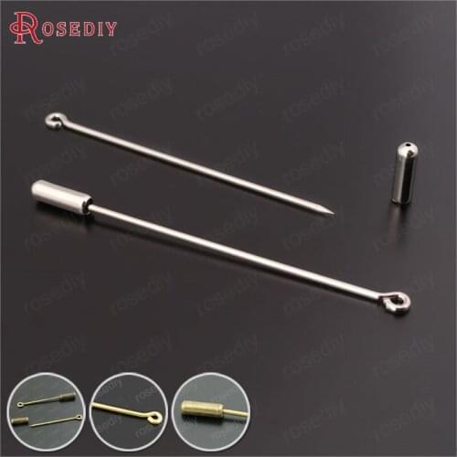 F732)30 pieces + Stopper Pin Length 35mm 45mm 60mm Silver Color Brass Sharp Eye Pins Needle Findings Accessories Wholesale