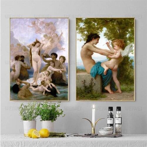 France New Classical Famous Paintings, William Adolphe Bouguereau Song Of The Angels Canvas Pianting Print Wall Art Decor Poster