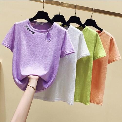 GGRIGHT Summer Fashion Hollow Out t-shirts Women Funny letter Tshirt Short Sleeve Street Tops Womens Clothing Korean Tops 2020