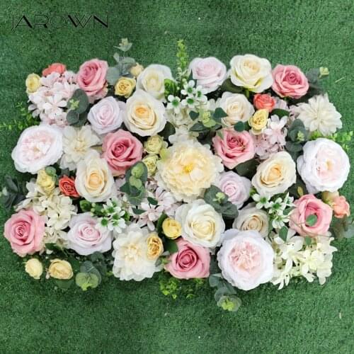 JAROWN 60x40cm Artificial Flowers Wall DIY Wedding Backdrop Decoration Flower Wall Panels Silk Rose Flower Romantic Party Decor
