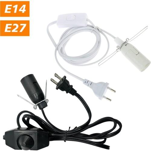 1.8m Power Cord Cable with Dimmer ON OFF Switch Metal Clip E14 E27 Lamp Base Hanglamp Holder Socket Plug Cord for Salt Rock Lamp
