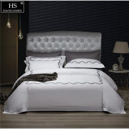 Delicate Embroidery Ears of Wheat White Fabric Pure Cotton 4Pieces Bedding Set Queen King Size Duvet Cover Pillowcase Bedsheet