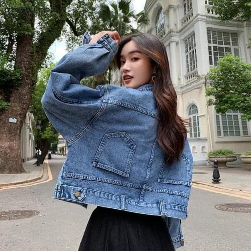 Basic Jackets Women Design BF Style Popular All-match Blue Denim Coats Mujer Harajuku Lady Outwear Spring Casual Solid Teenagers