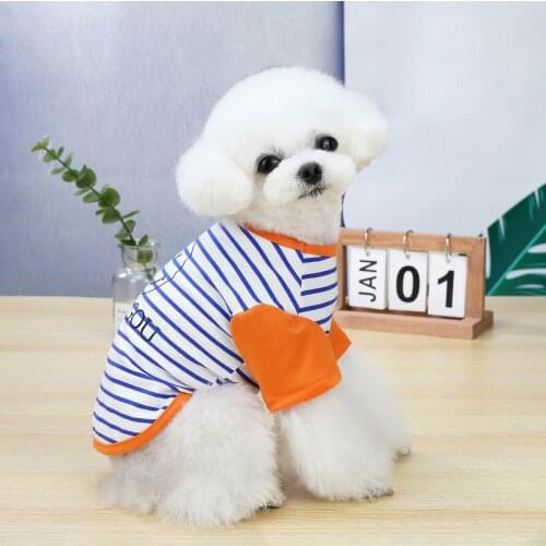 Summer Striped Smiley Face Dog Shirt Cotton Casual Pet Vest Comfortable Dog Costume Puppy T-Shirt Breathable Dog Clothes