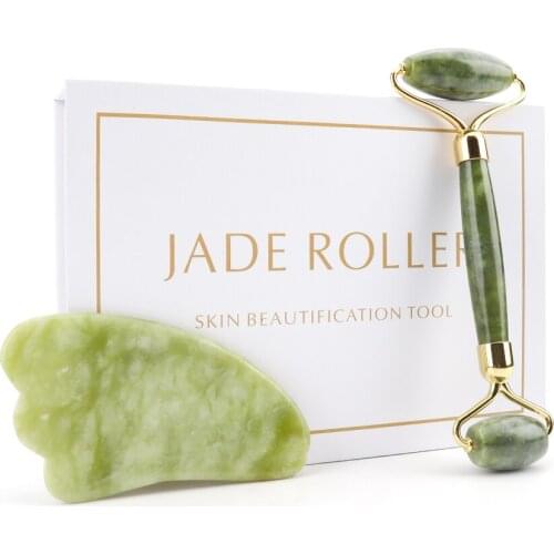 Facial Jade Rollers Massage Gua Sha Scrapers Natural Stone Face Lifting Roller Skin Care Guasha Board Massage Beauty Tools Sets