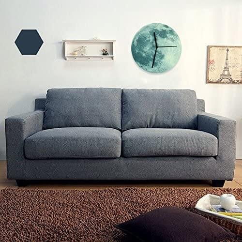 Cute Moonlight Wall Clock, 3D Moon Glow Night Light Luminous Wall Round Clock(Moon)