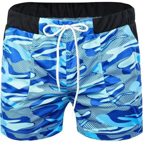 Mens Swimming Trunks Summer Swimming Fitness Shorts Casual Camouflage Swimming Trunks Drawstring Beach Shorts Briefs Swimwear
