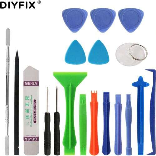 DIYFIX 19Pcs Phone Repair Tool Kit Metal Pry Bar Mobile Phone Disassemble Tools Kit for iPhone Samsung PC DIY Hand Tools Set