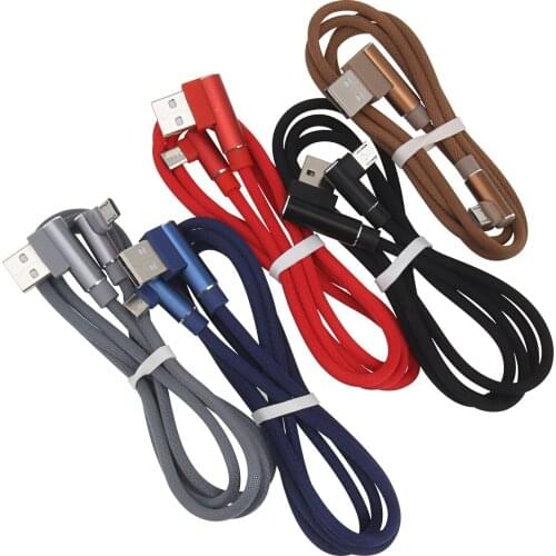 Newest 90 Degree USB Cable For iPhone XS MAX Fast Charging Cable Micro USB Charger Cable Type C Data Cable For Samsung s9 500pcs