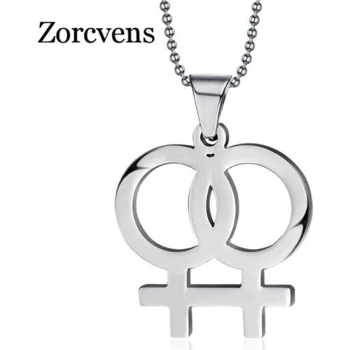 Modyle New Fashion Female 316L Stainless Steel Pendants&Necklaces Cool Lesbian Gay Pride Jewelry
