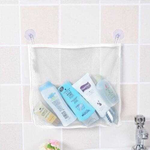 Hollow Random Color Bathroom Storage Bag 1 Pc Bathroom Sucker Hanging Storage Mesh Folding Organizer Bag