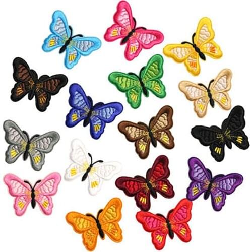 Hot Butterfly Embroidered Iron On Patches For Appliques DIY Crafts Apparel Accessories Dresses Sewing On Clothing Fabric Badges