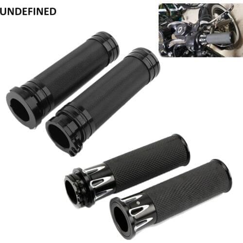 1'' 25mm Motorcycle Hand Grips CNC Rubber Black Cable Handle Grip For Harley Touring Road King Sportster Softail Dyna 1996-2021